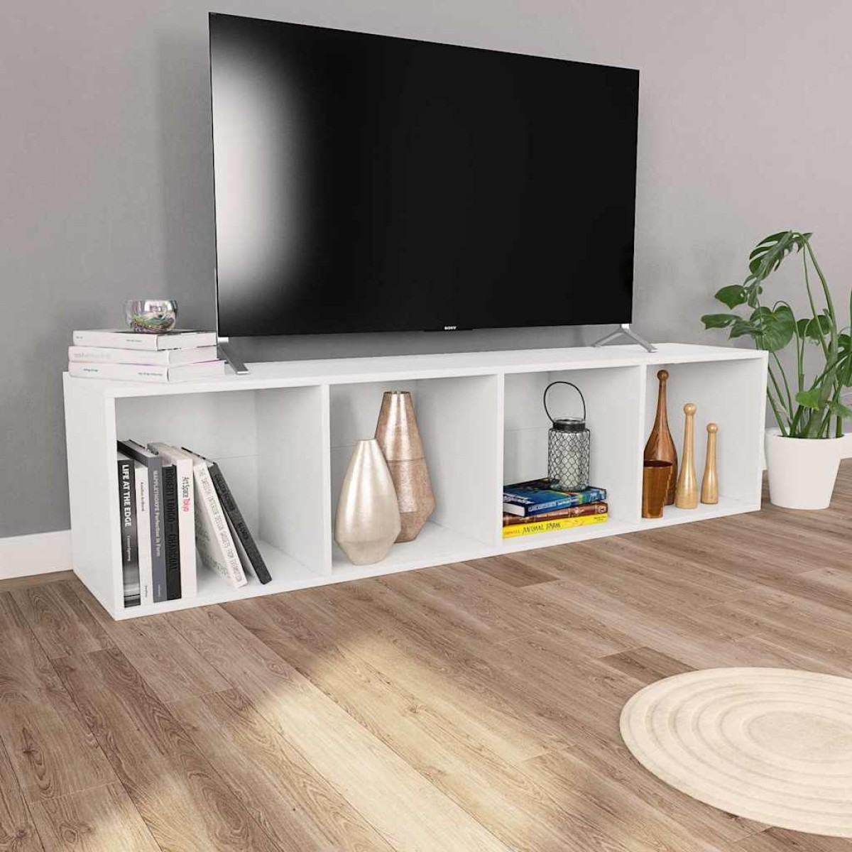 vidaXL Βιβλιοθήκη/Έπιπλο Τηλεόρασης Λευκό 36x30x143 εκ. Μοριοσανίδα