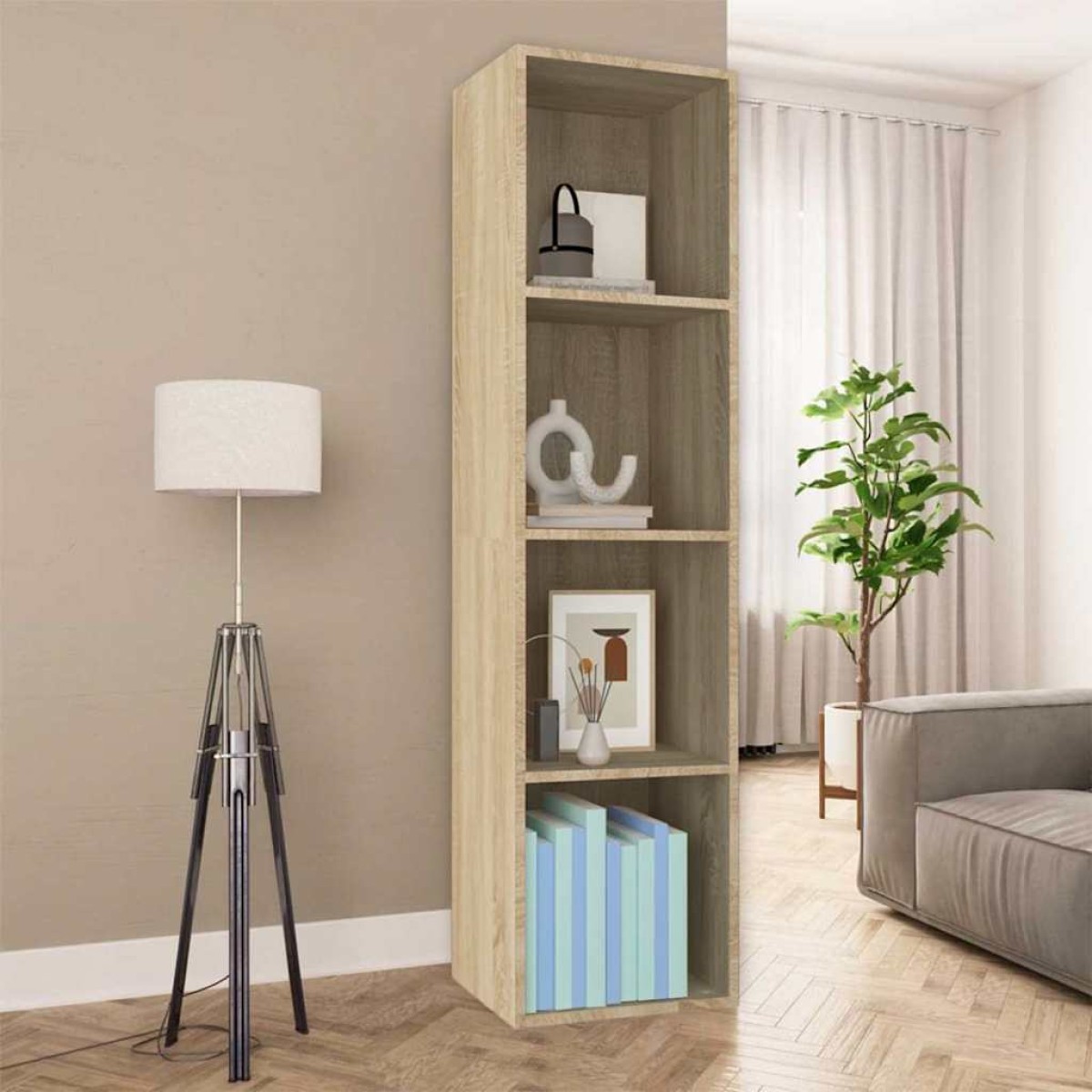 vidaXL Βιβλιοθήκη/Έπιπλο TV Sonoma Δρυς 36x30x143 εκ. από Μοριοσανίδα