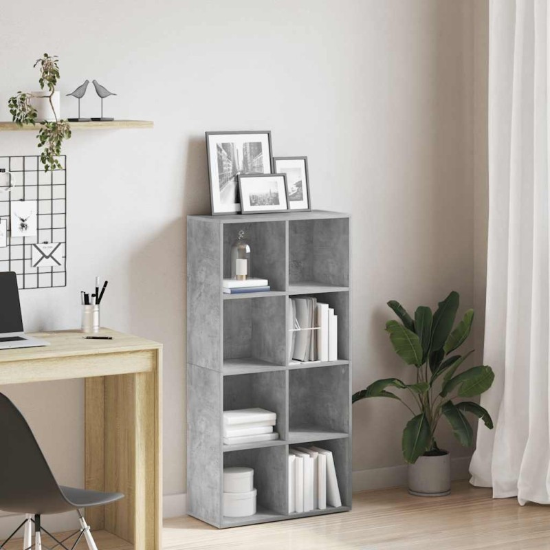 vidaXL Ραφιέρα/Βιβλιοθήκη Γκρι Σκυροδέματος 66x30x130 εκ. Επεξ. Ξύλο