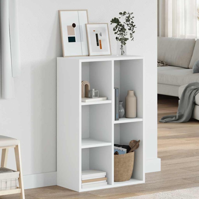 vidaXL Ραφιέρα / Βιβλιοθήκη Λευκή 50 x 25 x 80 εκ. από Επεξ. Ξύλο