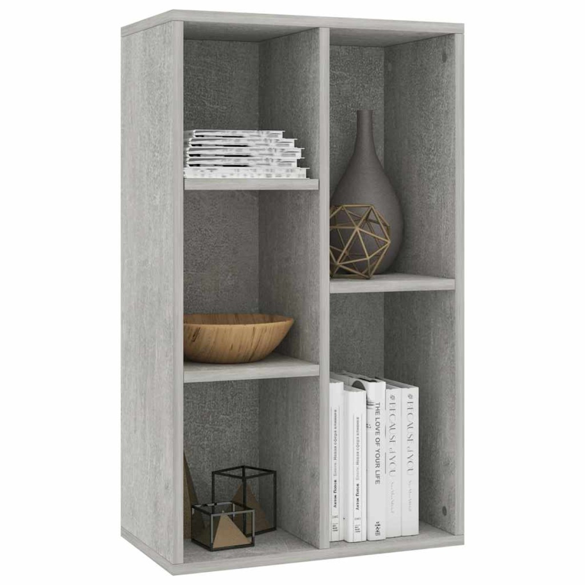 vidaXL Ραφιέρα/Βιβλιοθήκη Γκρι Σκυροδέματος 50x25x80 εκ. Μοριοσανίδα