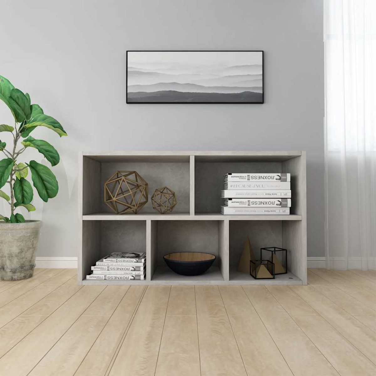vidaXL Ραφιέρα/Βιβλιοθήκη Γκρι Σκυροδέματος 50x25x80 εκ. Μοριοσανίδα