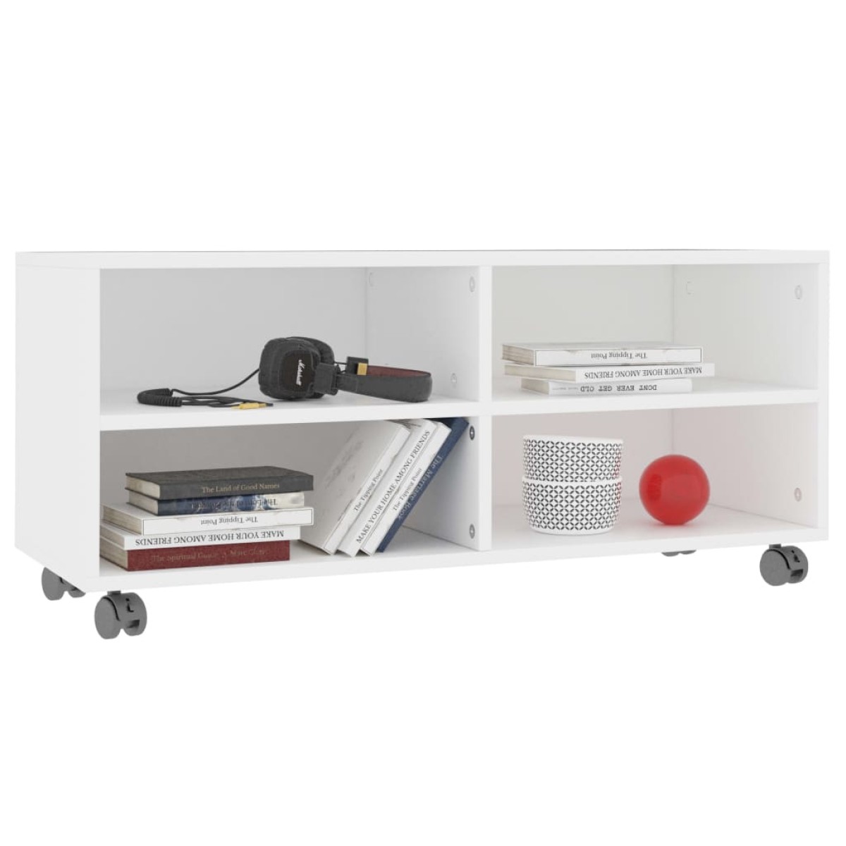 vidaXL Έπιπλο Τηλεόρασης με Ρόδες Λευκό 90x35x35 εκ. από Μοριοσανίδα