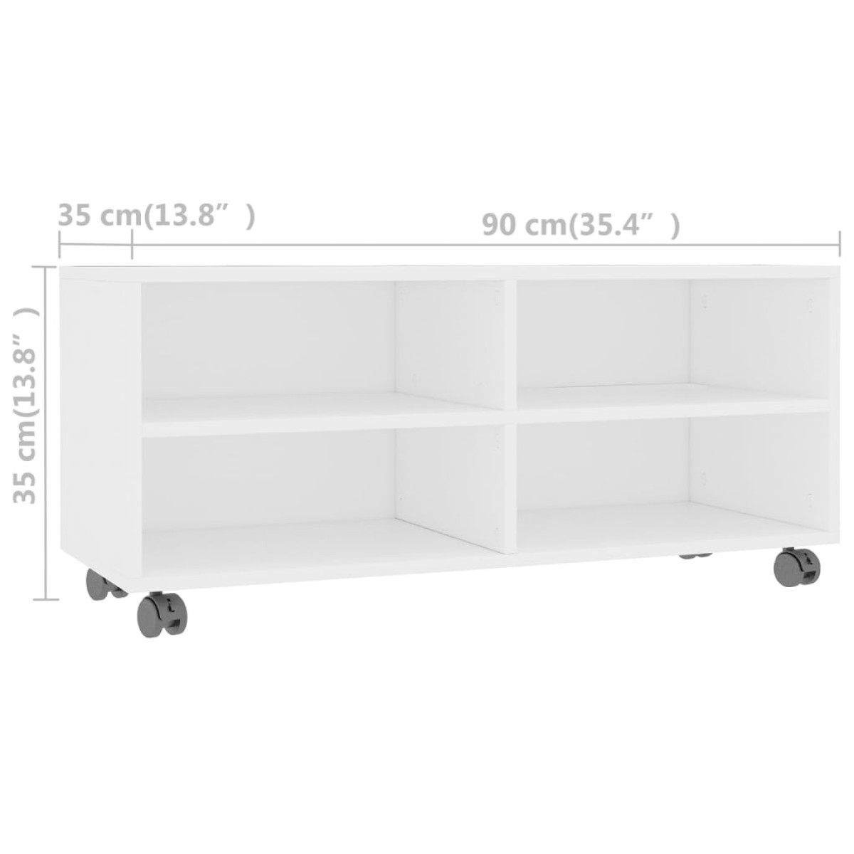 vidaXL Έπιπλο Τηλεόρασης με Ρόδες Λευκό 90x35x35 εκ. από Μοριοσανίδα