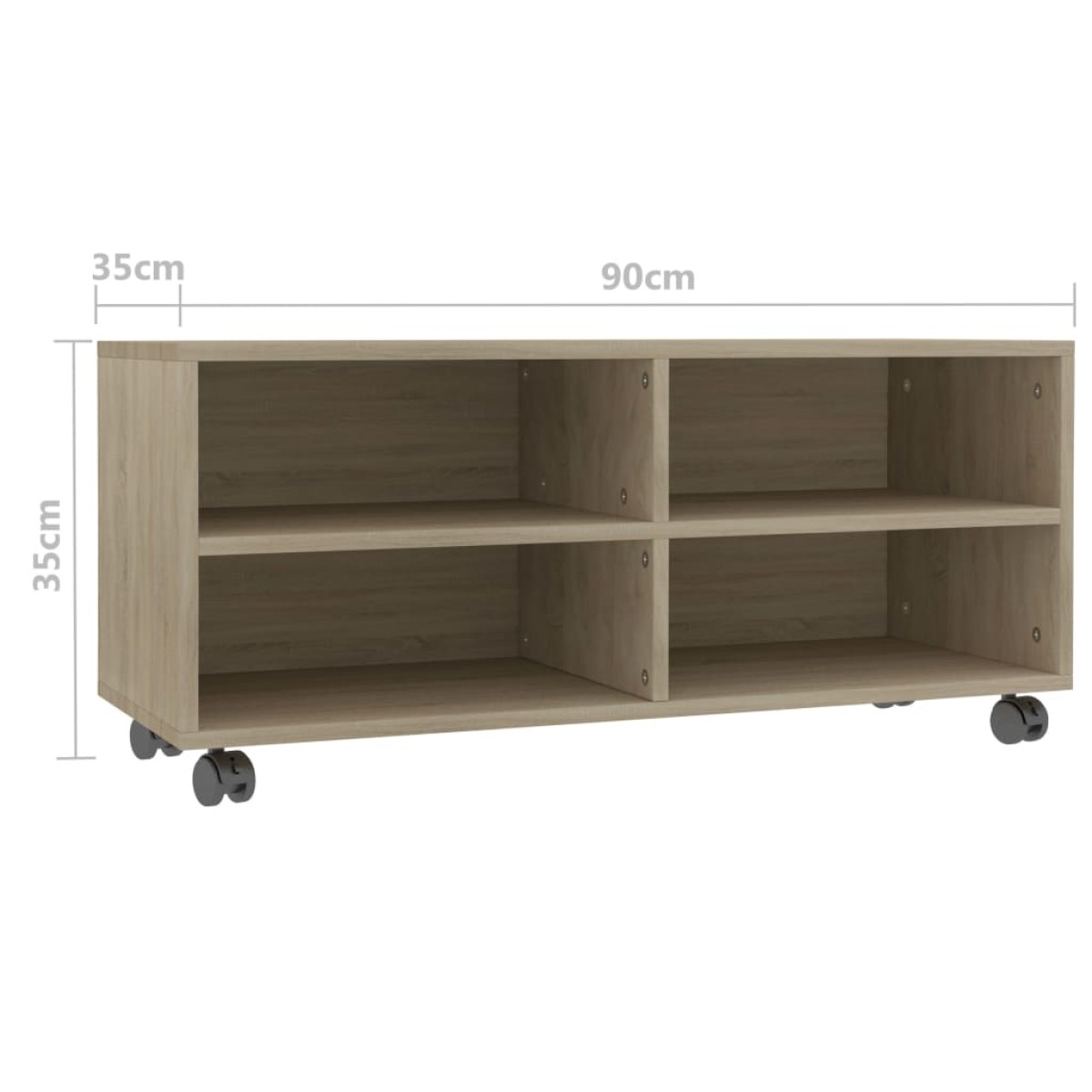 vidaXL Έπιπλο Τηλεόρασης με Ρόδες Sonoma Δρυς 90x35x35 εκ. Μοριοσανίδα