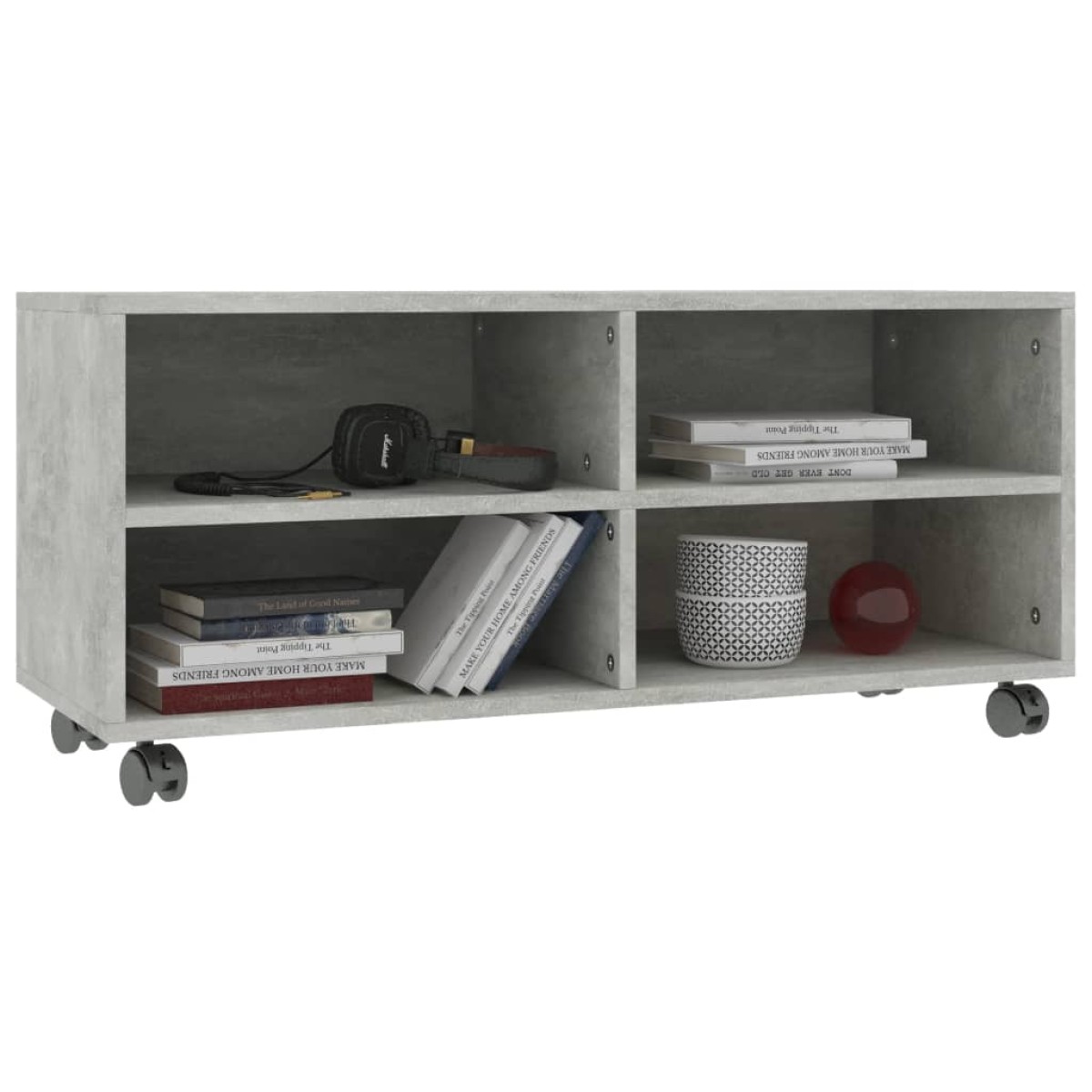vidaXL Έπιπλο TV με Ρόδες Γκρι Σκυροδέματος 90x35x35 εκ. Μοριοσανίδα