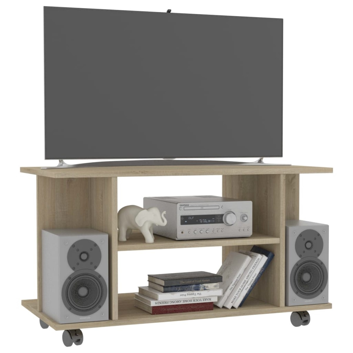 vidaXL Έπιπλο Τηλεόρασης με Ρόδες Sonoma Δρυς 80x40x40 εκ. Μοριοσανίδα