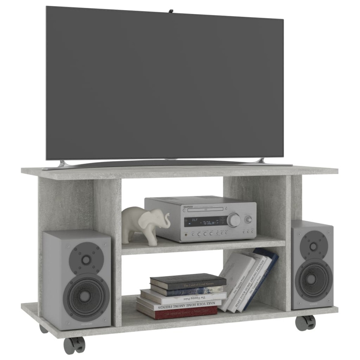 vidaXL Έπιπλο TV με Ρόδες Γκρι Σκυροδέματος 80x40x40 εκ. Μοριοσανίδα