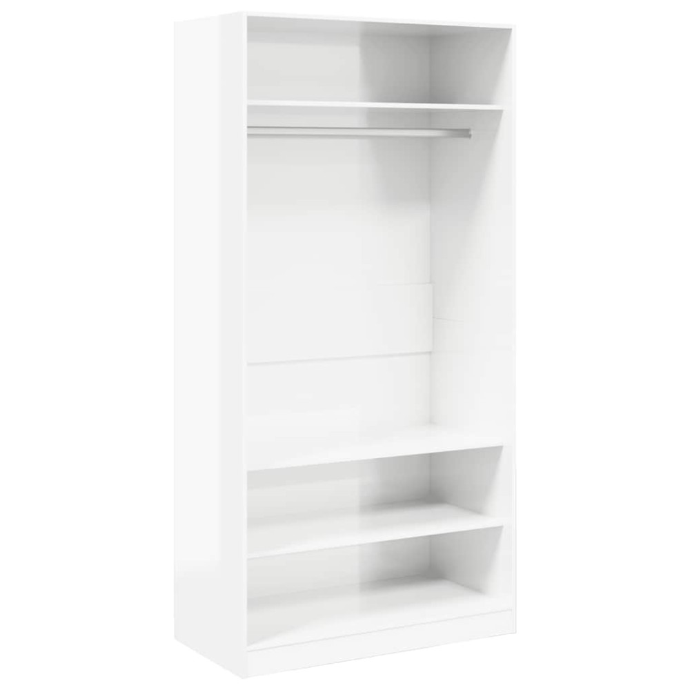 vidaXL Ντουλάπα Γυαλιστερό Λευκό 100 x 50 x 200 εκ. από Επεξ. Ξύλο