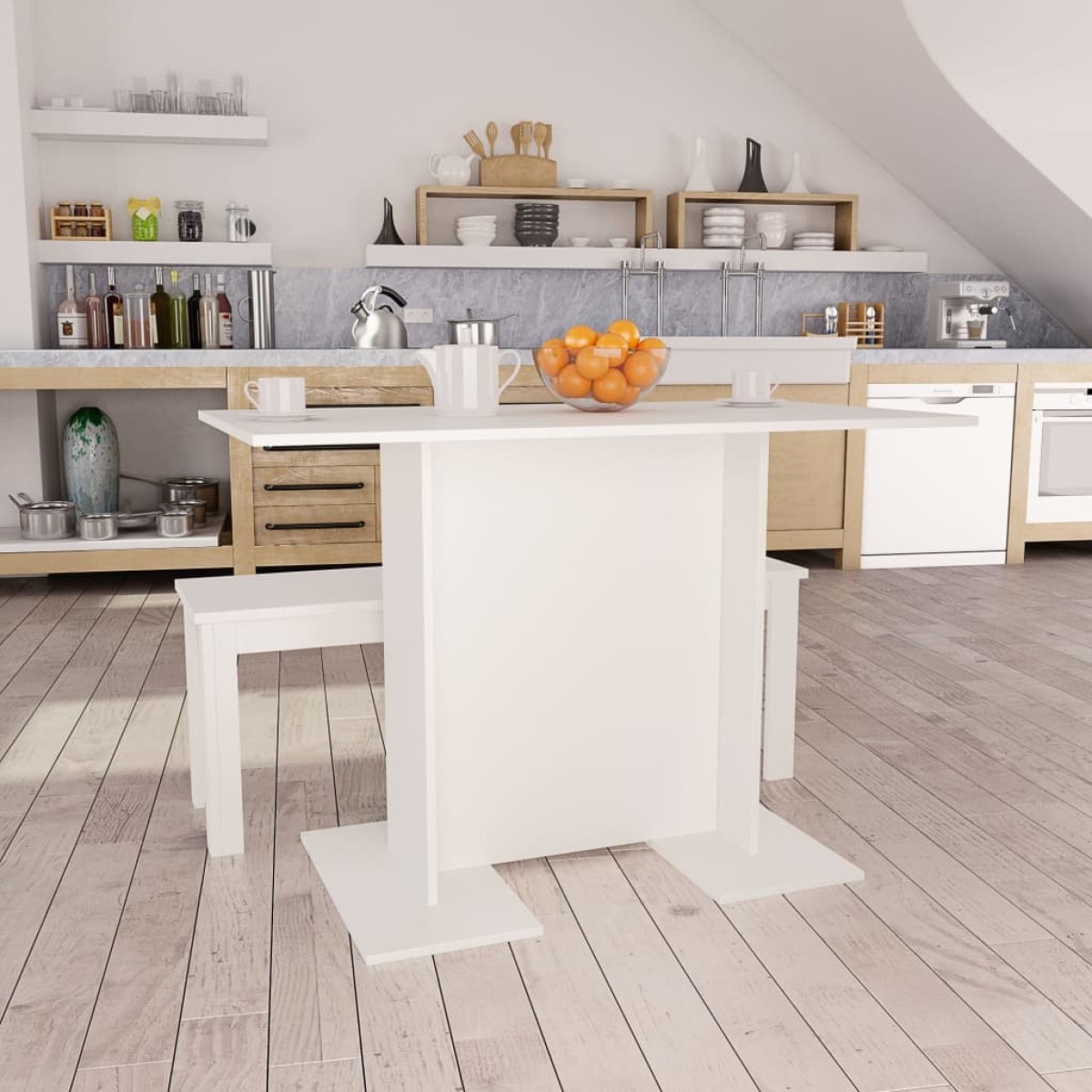 vidaXL Τραπεζαρία Λευκή 110 x 60 x 75 εκ. από Μοριοσανίδα