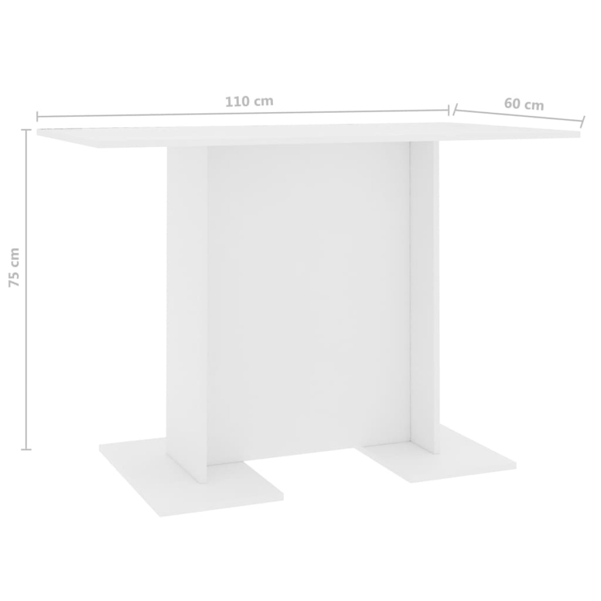 vidaXL Τραπεζαρία Λευκή 110 x 60 x 75 εκ. από Μοριοσανίδα