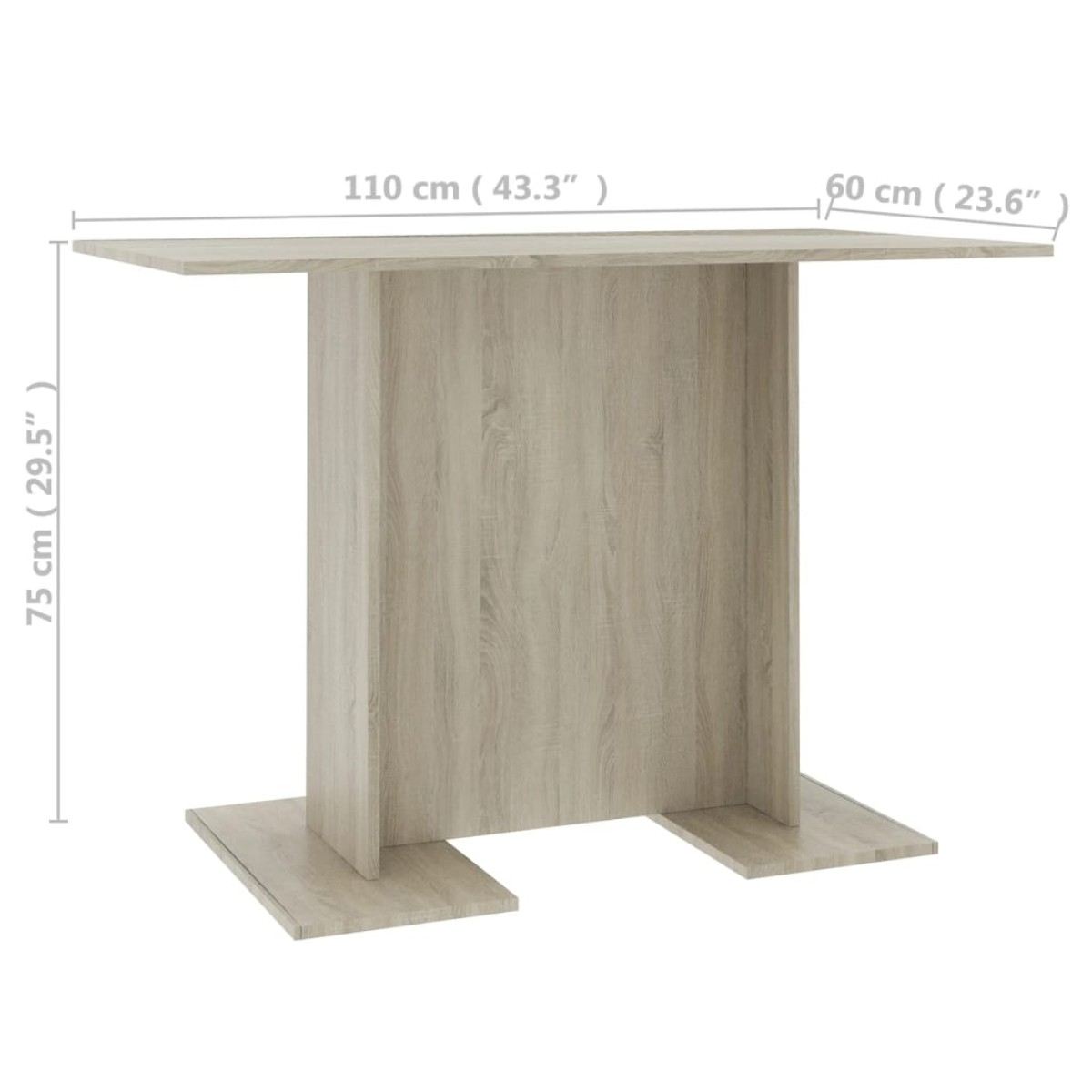 vidaXL Τραπεζαρία Sonoma Δρυς 110 x 60 x 75 εκ. από Μοριοσανίδα