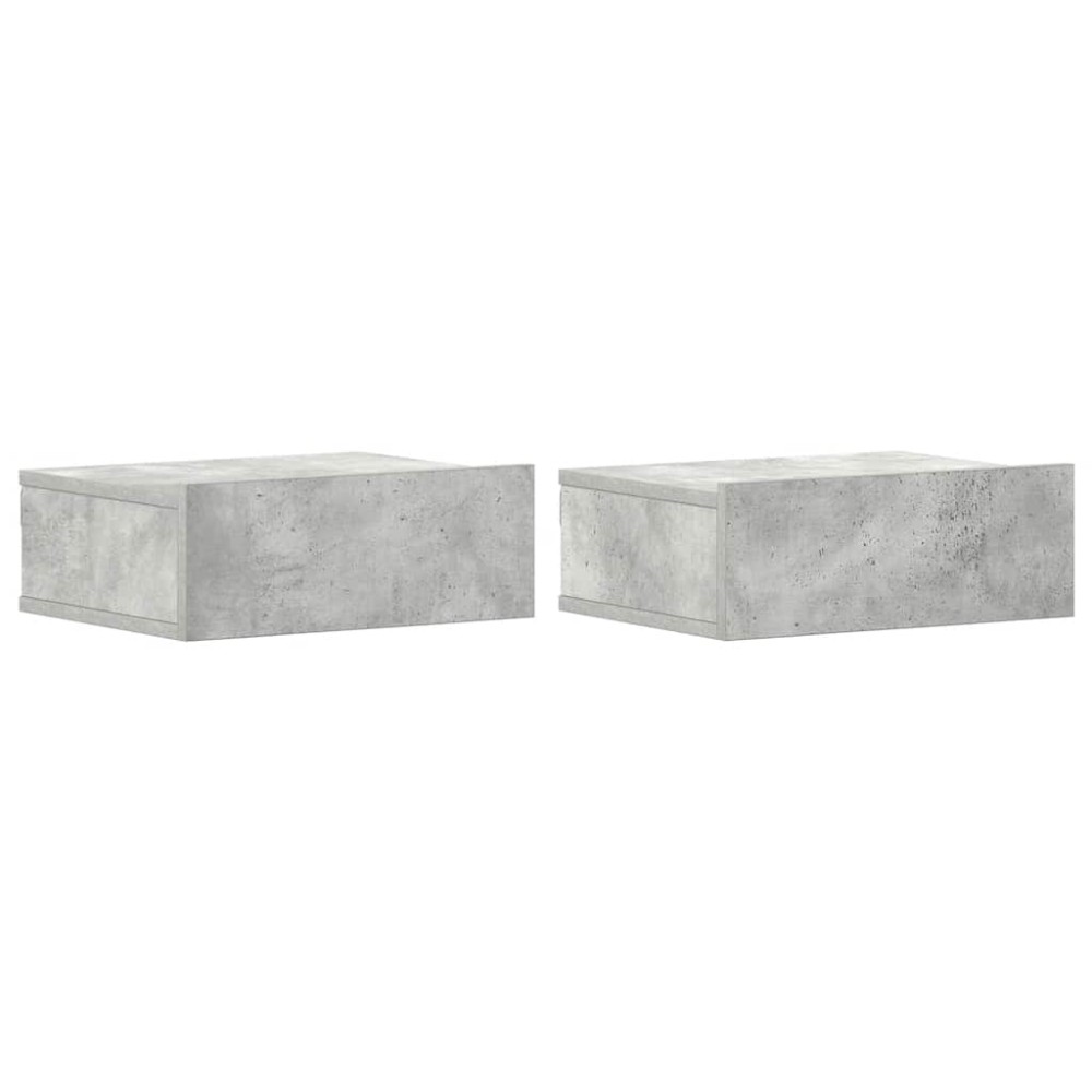 vidaXL Κομοδίνα Κρεμαστά 2τεμ. Γκρι Σκυροδ. 40x30x15εκ. από Επεξ. Ξύλο