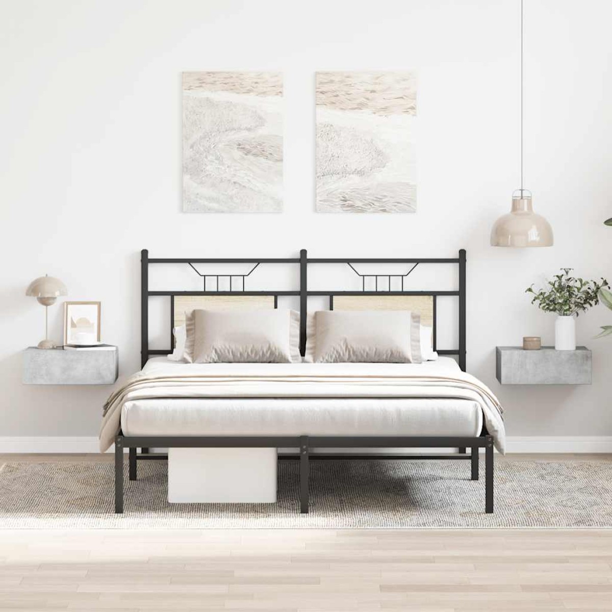 vidaXL Κομοδίνα Κρεμαστά 2 τεμ. Γκρι Σκυροδ. 40x30x15 εκ. Μοριοσανίδα