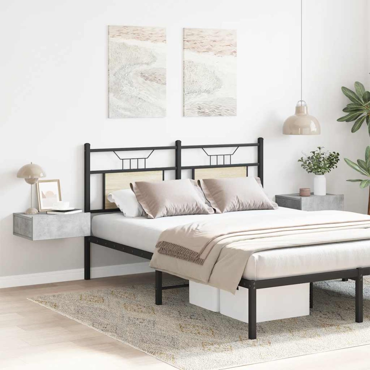 vidaXL Κομοδίνα Κρεμαστά 2 τεμ. Γκρι Σκυροδ. 40x30x15 εκ. Μοριοσανίδα