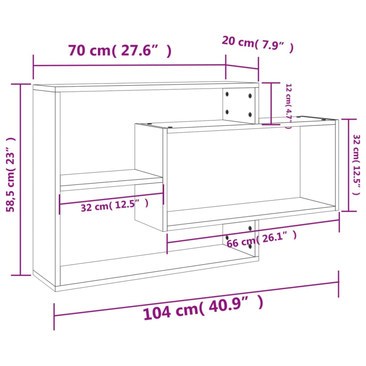 vidaXL Ραφιέρα Τοίχου Χρώμα Sonoma Δρυς 104x20x58,5 εκ. Μοριοσανίδα