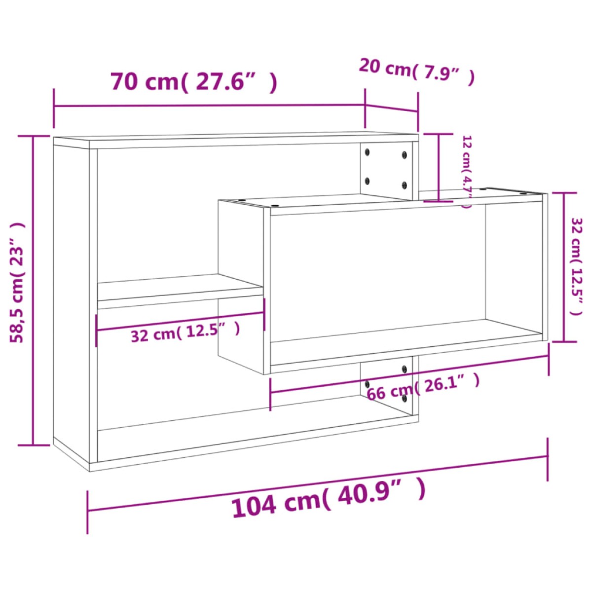 vidaXL Ραφιέρα Τοίχου Γκρι Σκυροδέματος 104x20x58,5 εκ. Μοριοσανίδα