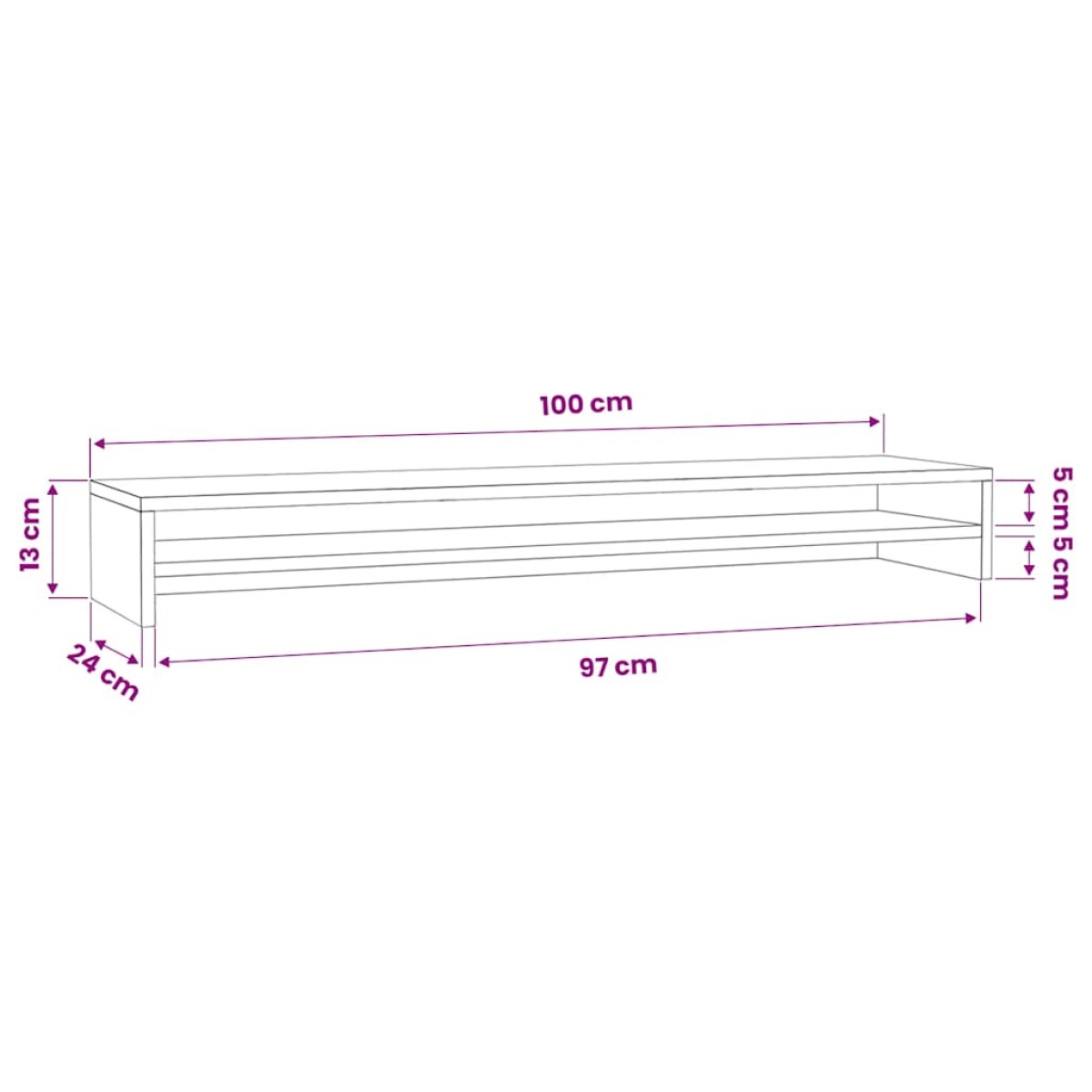 vidaXL Βάση Οθονών Λευκή 100 x 24 x 13 εκ. από Μοριοσανίδα
