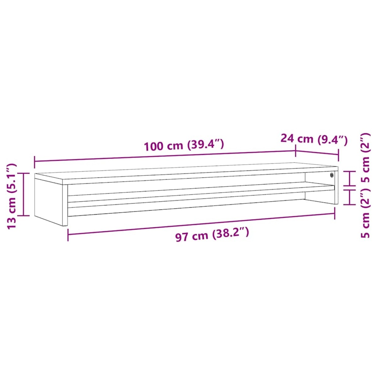 vidaXL Βάση Οθονών Γκρι του Σκυροδέματος 100x24x13 εκ. από Μοριοσανίδα