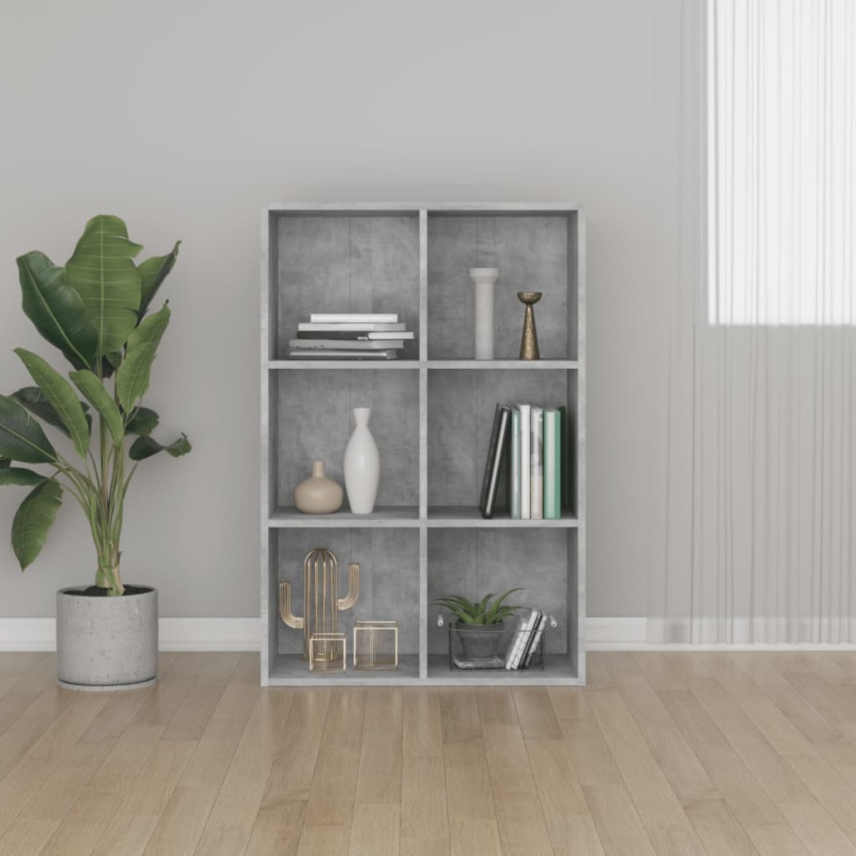 vidaXL Ραφιέρα/Βιβλιοθήκη Γκρι Σκυροδέματος 66x30x97,8 εκ. Μοριοσανίδα