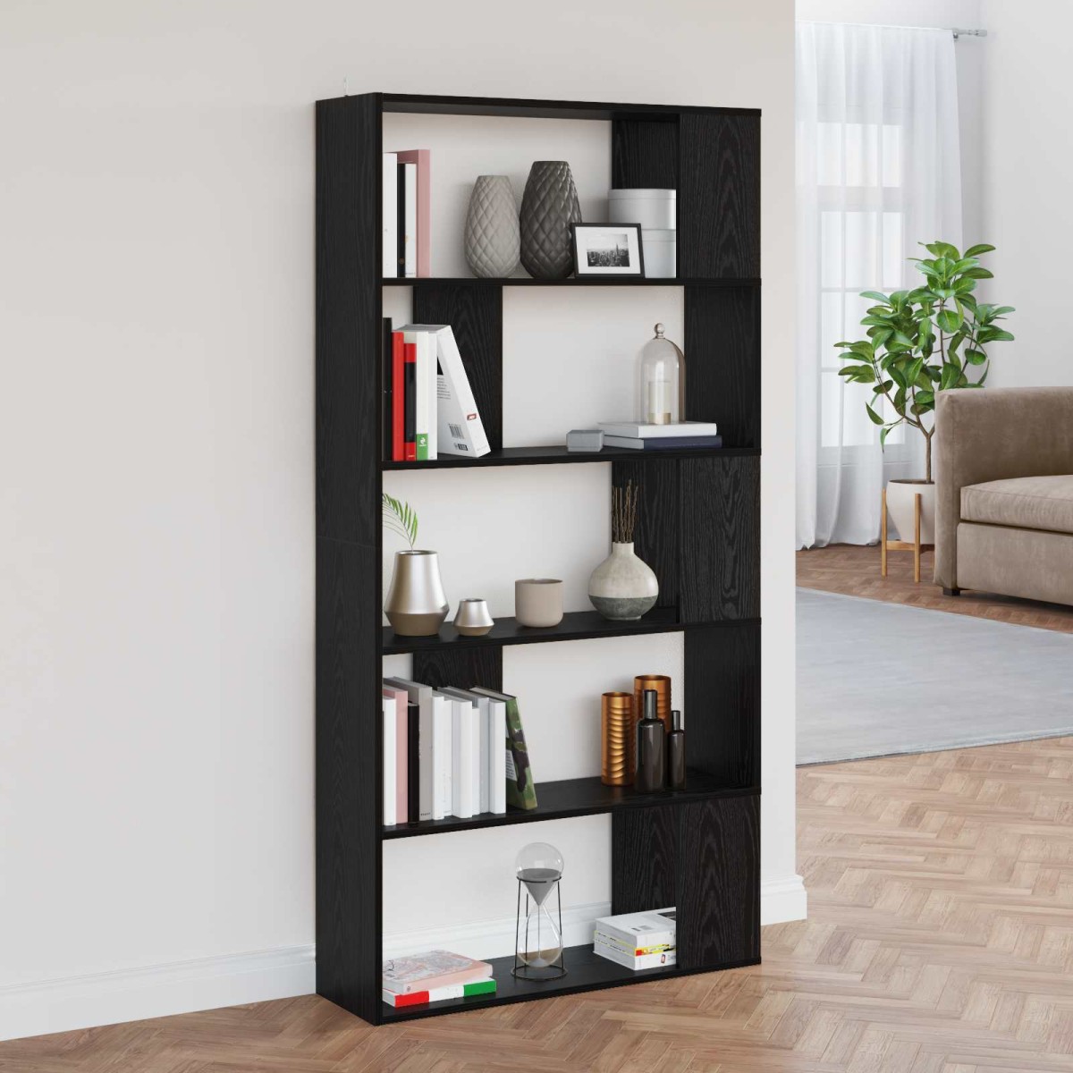vidaXL Βιβλιοθήκη 80 x 24 x 159 εκ Επεξεργασμένο Ξύλο Μαύρη Οξυά