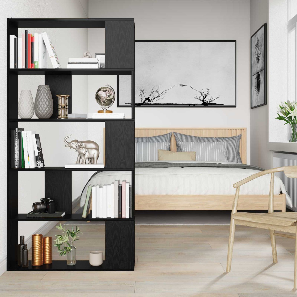 vidaXL Βιβλιοθήκη 80 x 24 x 159 εκ Επεξεργασμένο Ξύλο Μαύρη Οξυά
