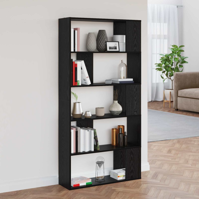 vidaXL Βιβλιοθήκη 80 x 24 x 159 εκ Επεξεργασμένο Ξύλο Μαύρη Οξυά