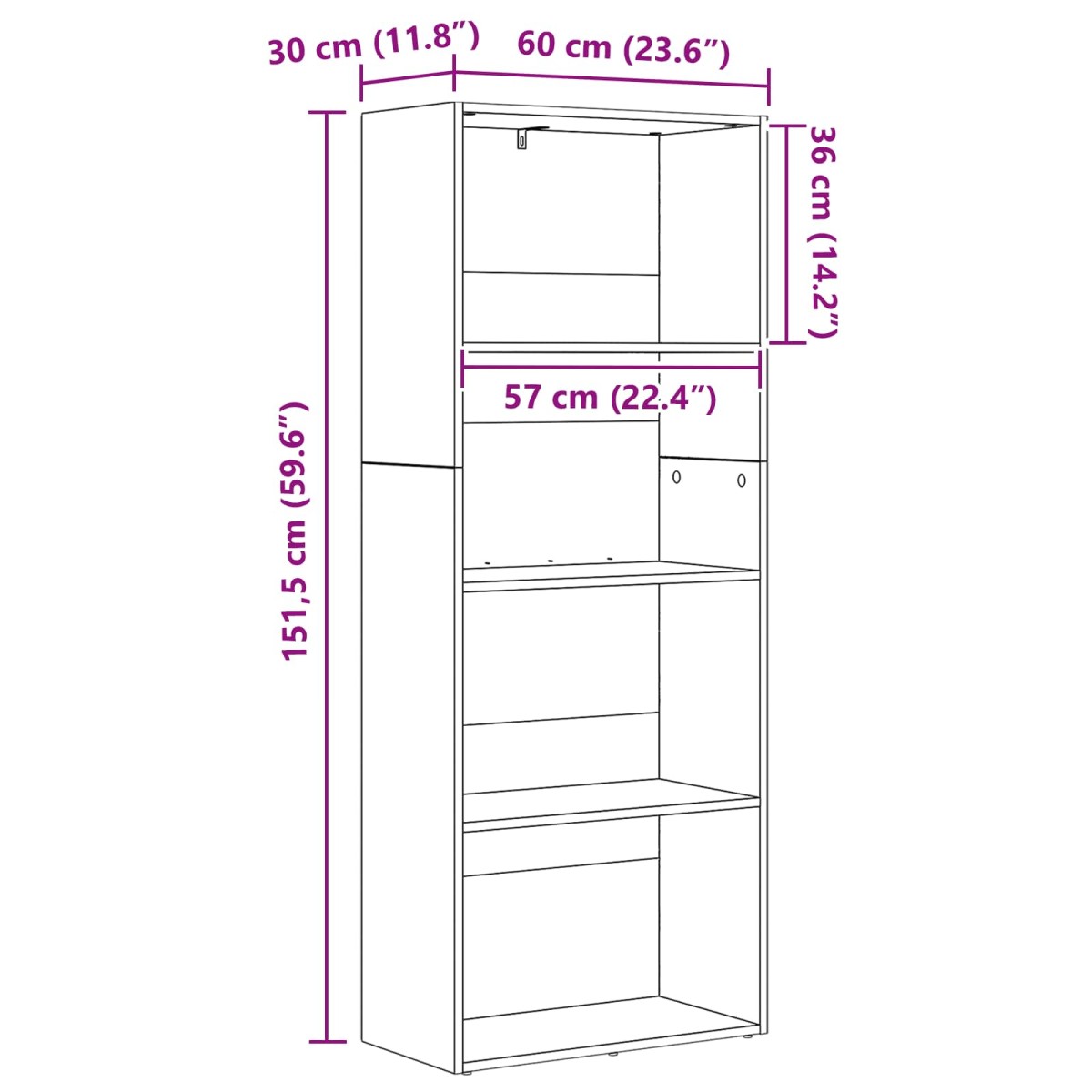 vidaXL Αυτόνομη Βιβλιοθήκη 60 x 30 x 151,5 εκ. Επεξεργασμένο Ξύλο