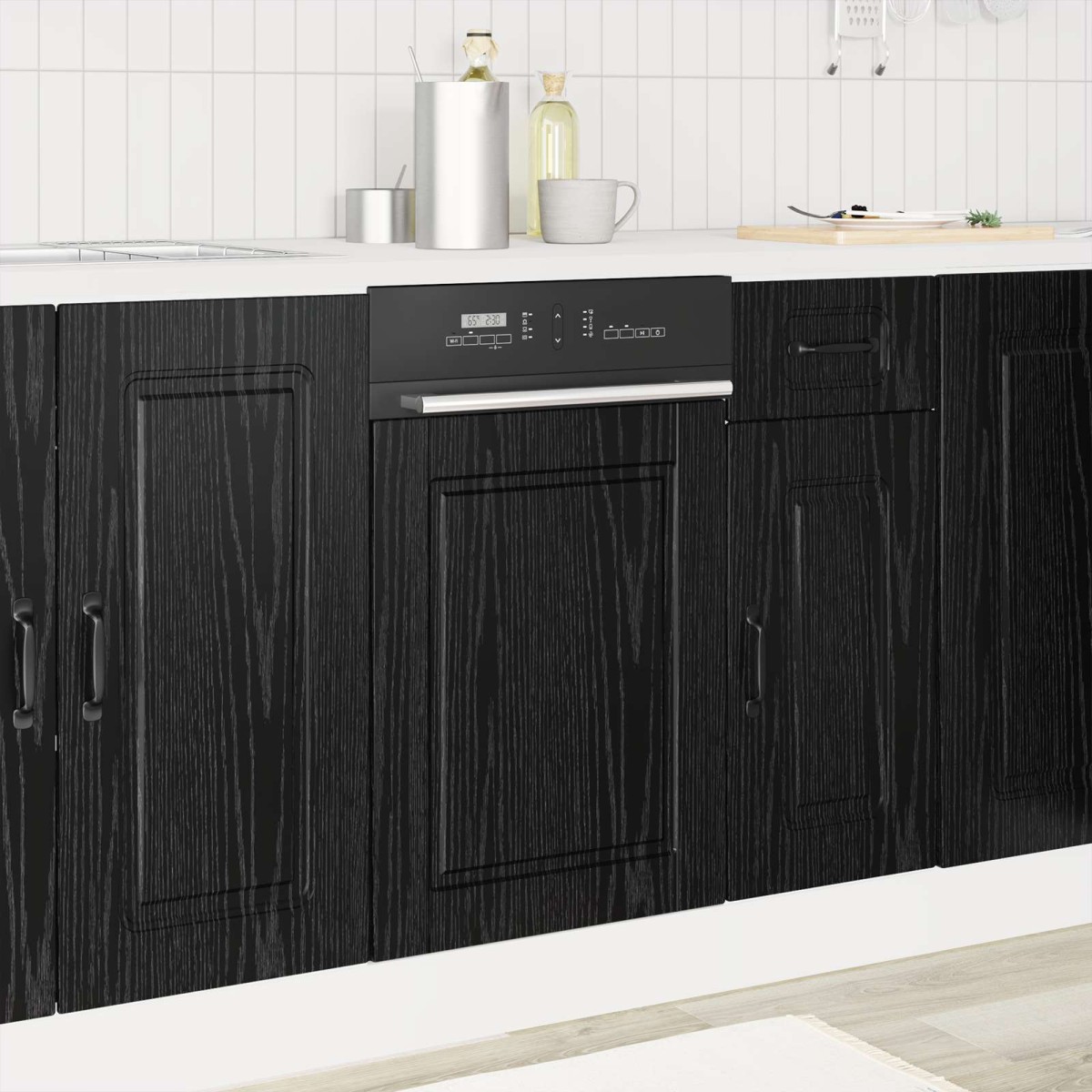 vidaXL Πάνελ πλυντηρίου πιάτων PORTO Μαύρη Οξυά 45 x 1,5 x 57 εκ