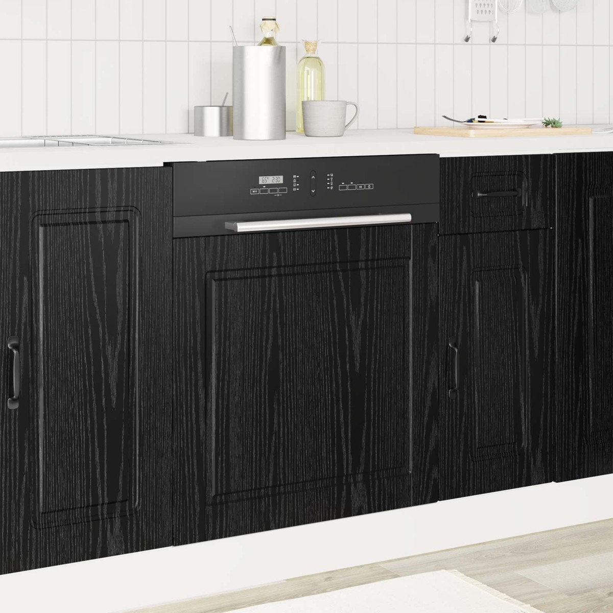 vidaXL Πάνελ πλυντηρίου πιάτων PORTO Μαύρη Οξυά 60 x 1,5 x 57 εκ