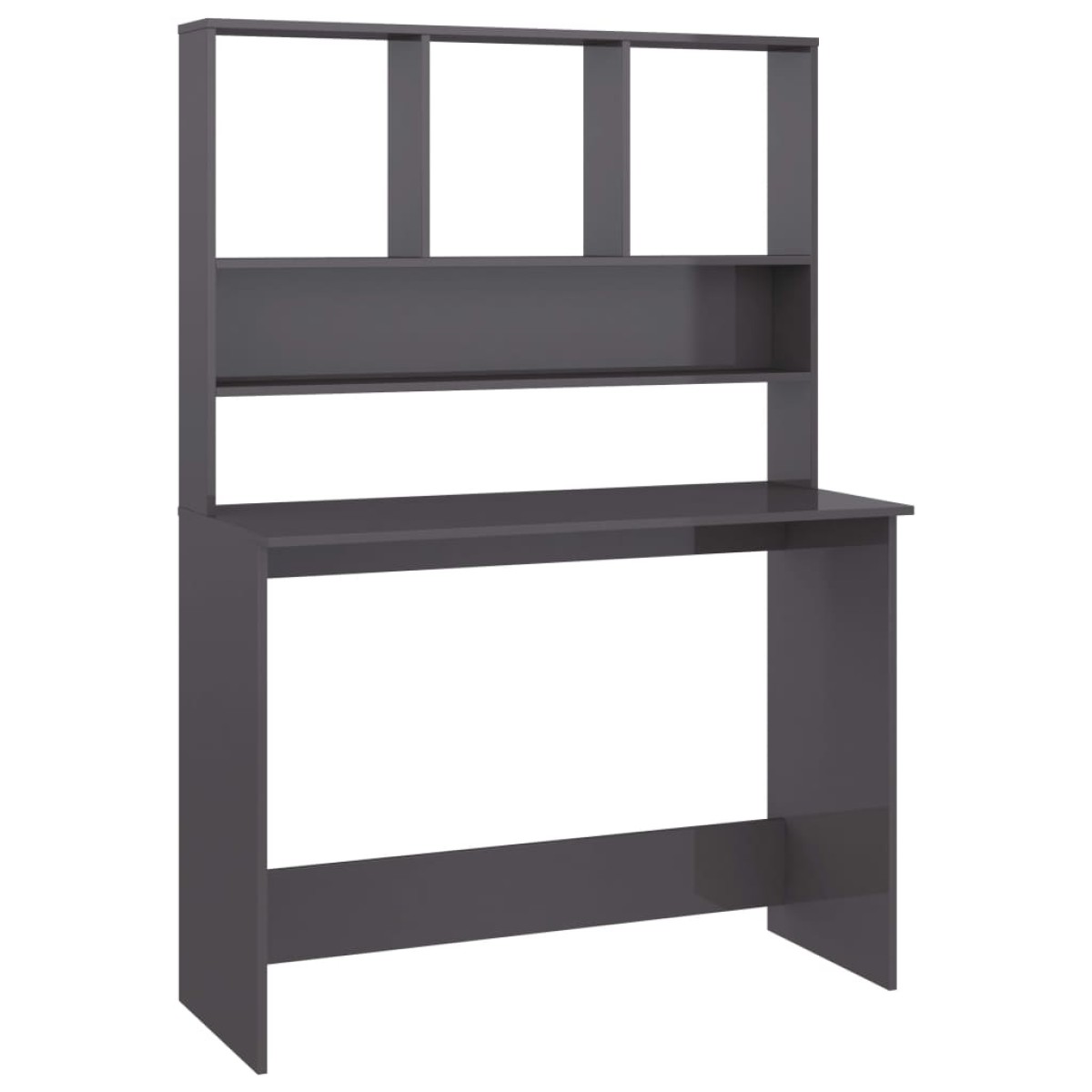 vidaXL Γραφείο με Ράφια Γυαλιστερό Γκρι 110x45x157 εκ. Μοριοσανίδα
