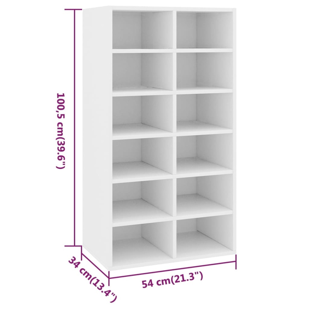 vidaXL Παπουτσοθήκη Λευκή Δρυς 54x34x100,5 εκ. από Επεξεργασμένο Ξύλο