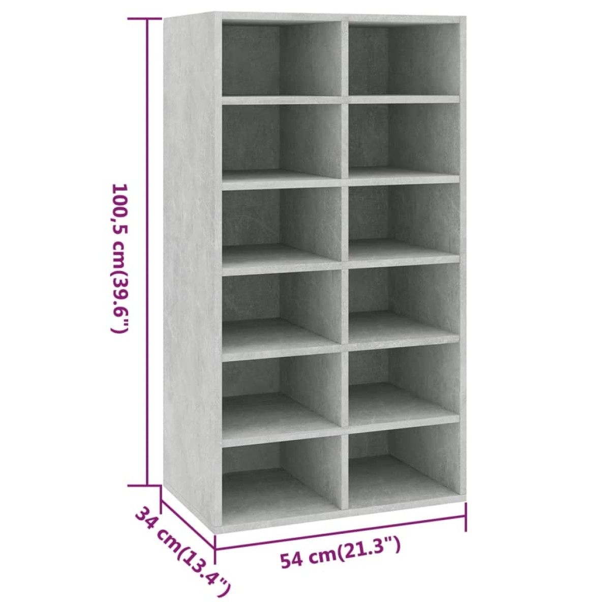 vidaXL Παπουτσοθήκη Γκρι Σκυρ Δρυς 54x34x100,5 εκ Επεξεργασμένο Ξύλο