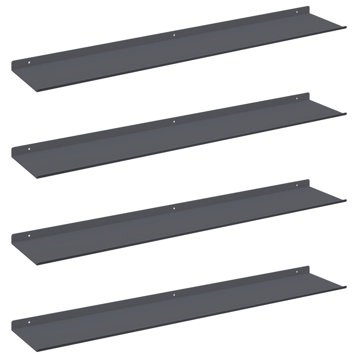 vidaXL Πλωτό ράφι Επιτοίχιο 4 τμχ. Ανθρακί 100 x 18 x 2,5 εκ Ατσάλι