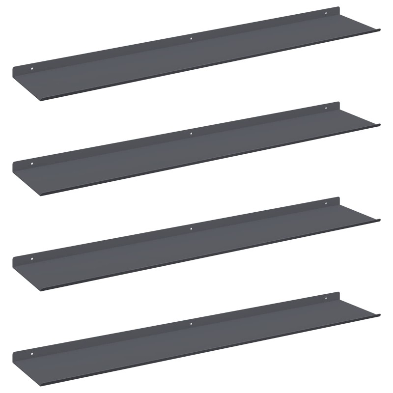 vidaXL Πλωτό ράφι Επιτοίχιο 4 τμχ. Ανθρακί 100 x 18 x 2,5 εκ Ατσάλι