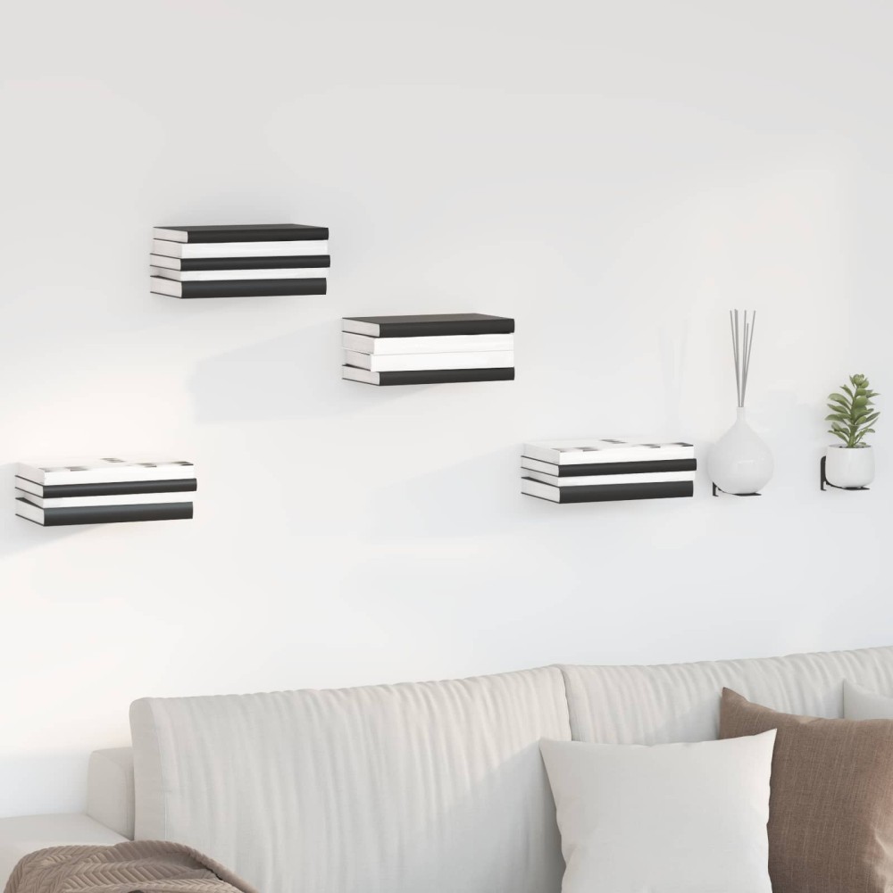 vidaXL Αόρατο Επικαθήμενο Ράφι Επιτοίχιο 8 τμχ. Μαύρο 6 x 11 x 6,5 εκ