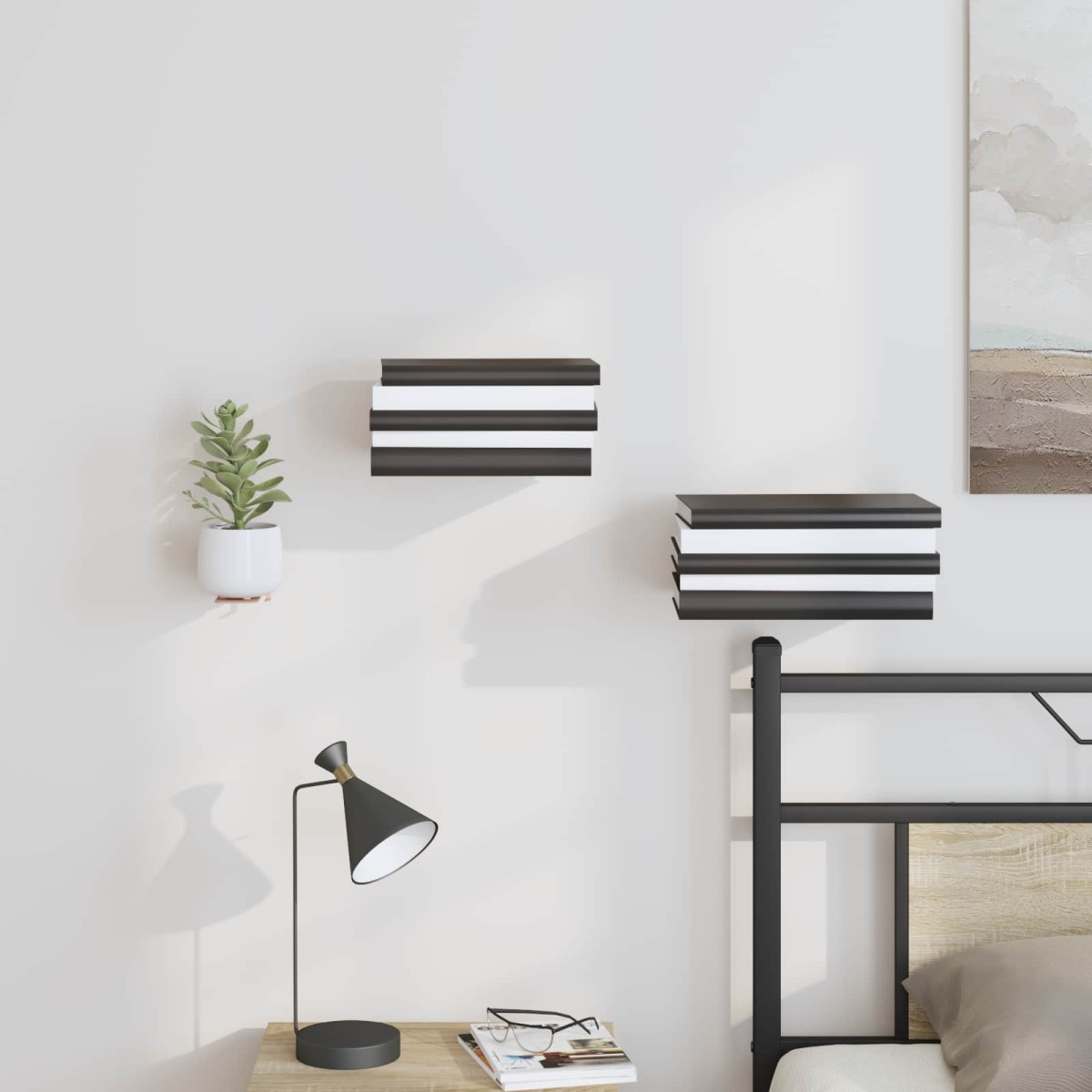 vidaXL Αόρατο Επικαθήμενο Ράφι Επιτοίχιο 4 τμχ. Ροζ 6 x 11 x 6,5 εκ