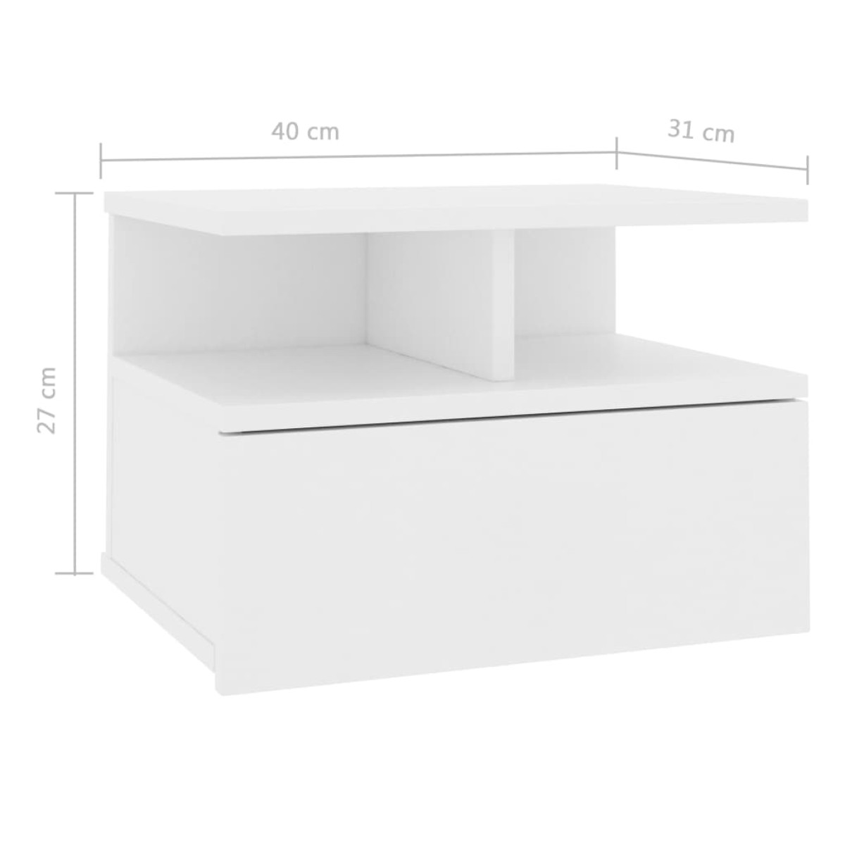 vidaXL Κομοδίνα Κρεμαστά 2 τεμ. Λευκά 40 x 31 x 27 εκ. από Μοριοσανίδα