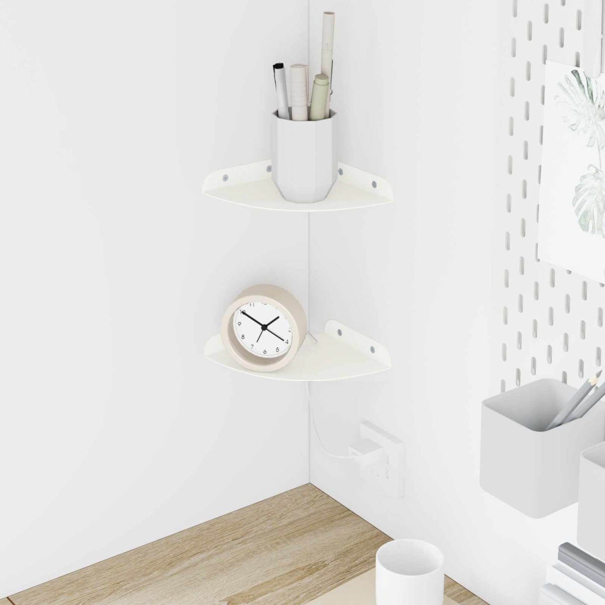 vidaXL Floating Ράφι Γωνίας Γωνιακή βάση 2 τμχ. Λευκός 15 x 15 x 2 εκ.