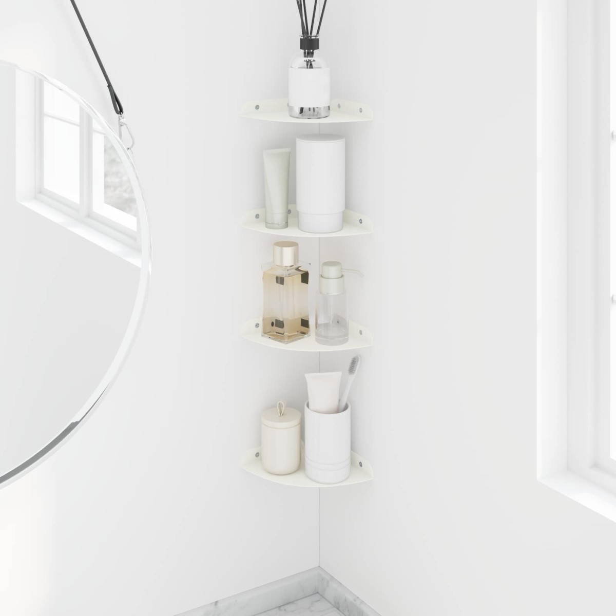 vidaXL Floating Ράφι Γωνίας Γωνιακή βάση 4 τμχ. Λευκός 15 x 15 x 2 εκ.