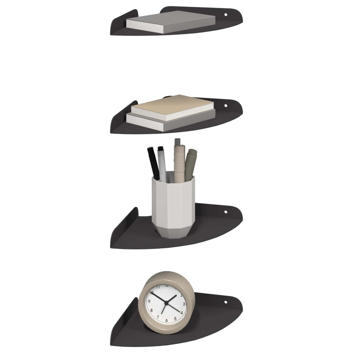 vidaXL Floating Ράφι Γωνίας Γωνιακή βάση 4 τμχ. Μαύρο 18 x 18 x 2 εκ.