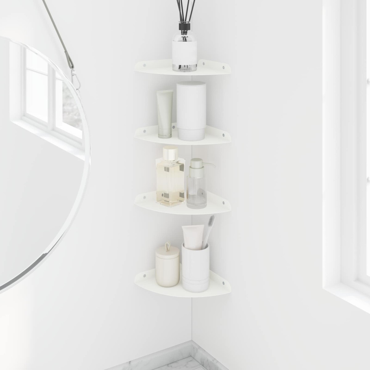 vidaXL Floating Ράφι Γωνίας Γωνιακή βάση 4 τμχ. Λευκός 18 x 18 x 2 εκ.