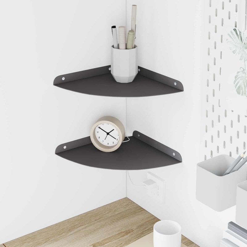vidaXL Floating Ράφι Γωνίας Γωνιακή βάση 2 τμχ. Μαύρο 24 x 24 x 2 εκ