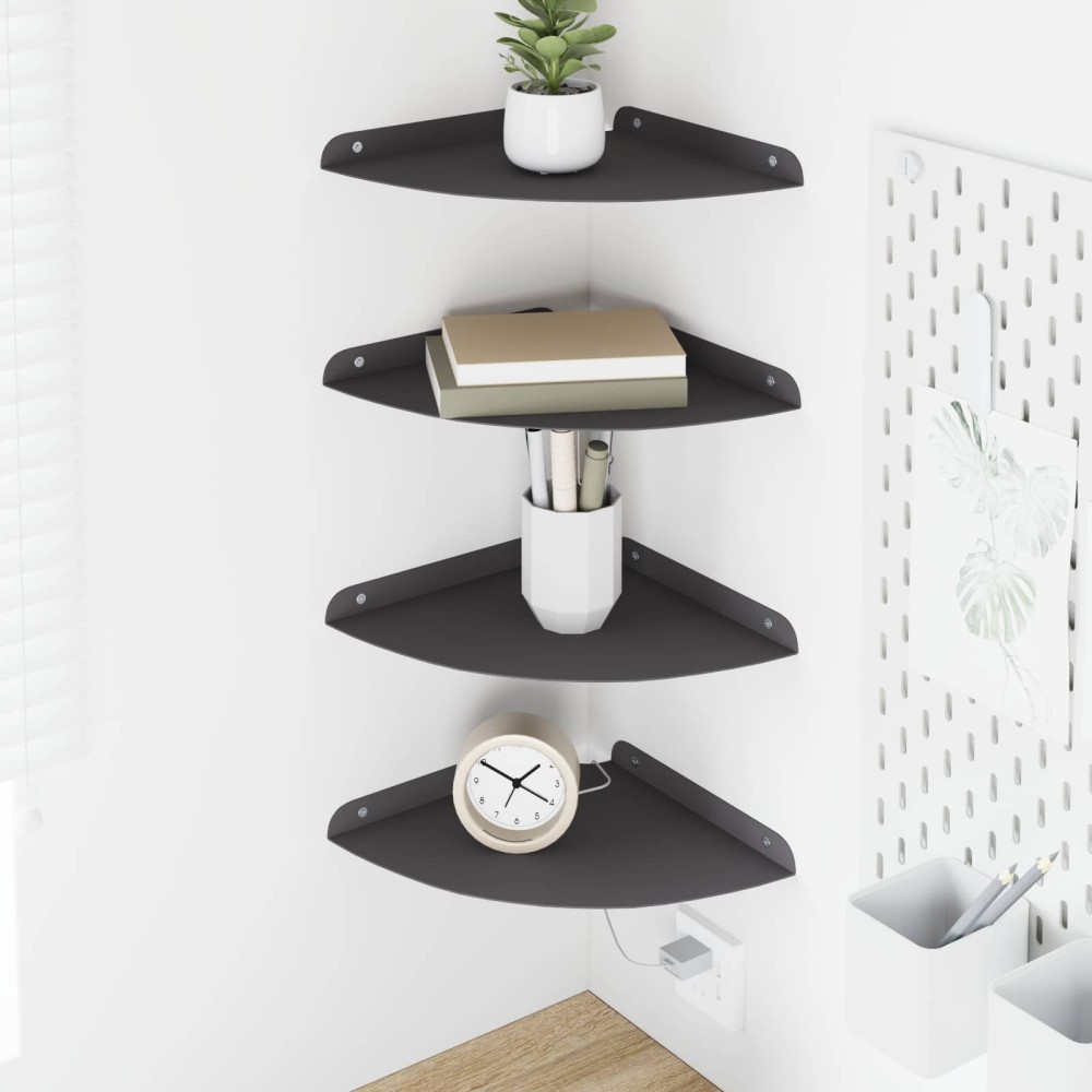 vidaXL Floating Ράφι Γωνίας Γωνιακή βάση 4 τμχ. Μαύρο 24 x 24 x 2 εκ