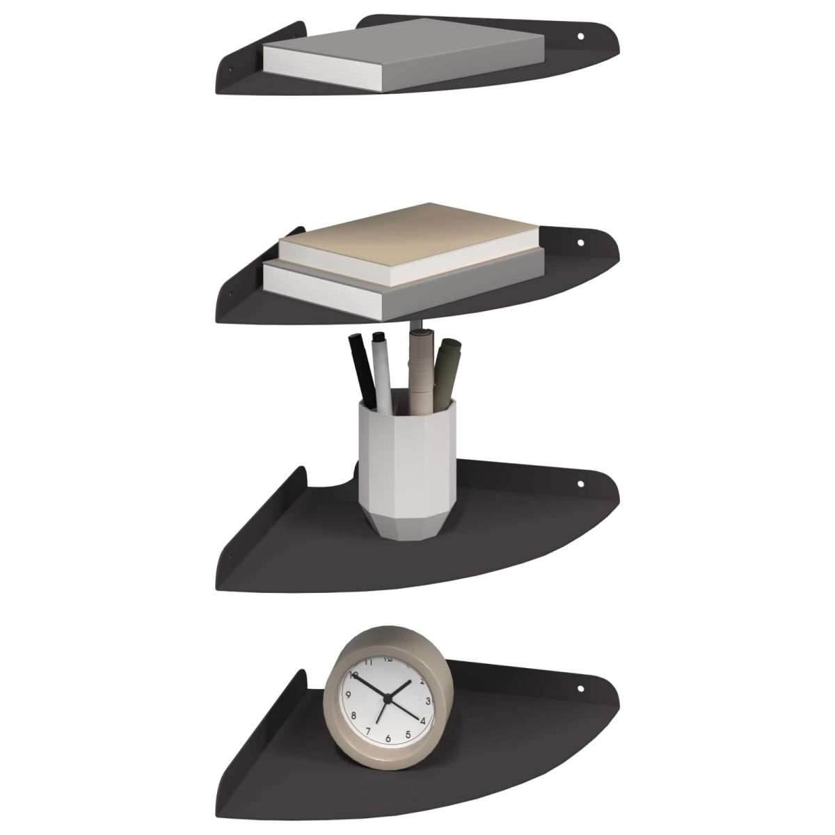 vidaXL Floating Ράφι Γωνίας Γωνιακή βάση 4 τμχ. Μαύρο 24 x 24 x 2 εκ