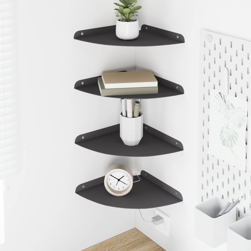 vidaXL Floating Ράφι Γωνίας Γωνιακή βάση 4 τμχ. Μαύρο 24 x 24 x 2 εκ