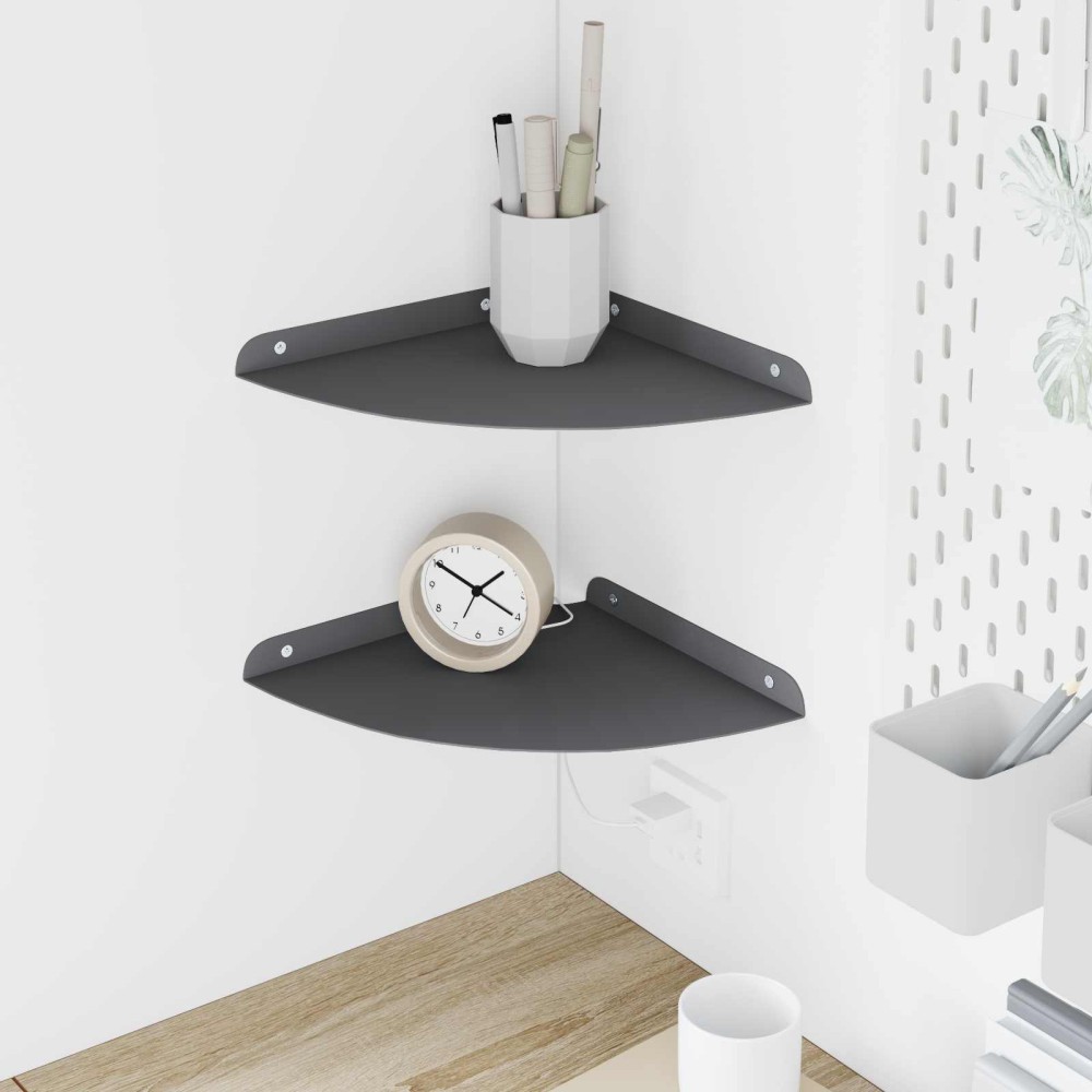 vidaXL Floating Ράφι Γωνίας Γωνιακή βάση 2 τμχ. Ανθρακί 24 x 24 x 2 εκ