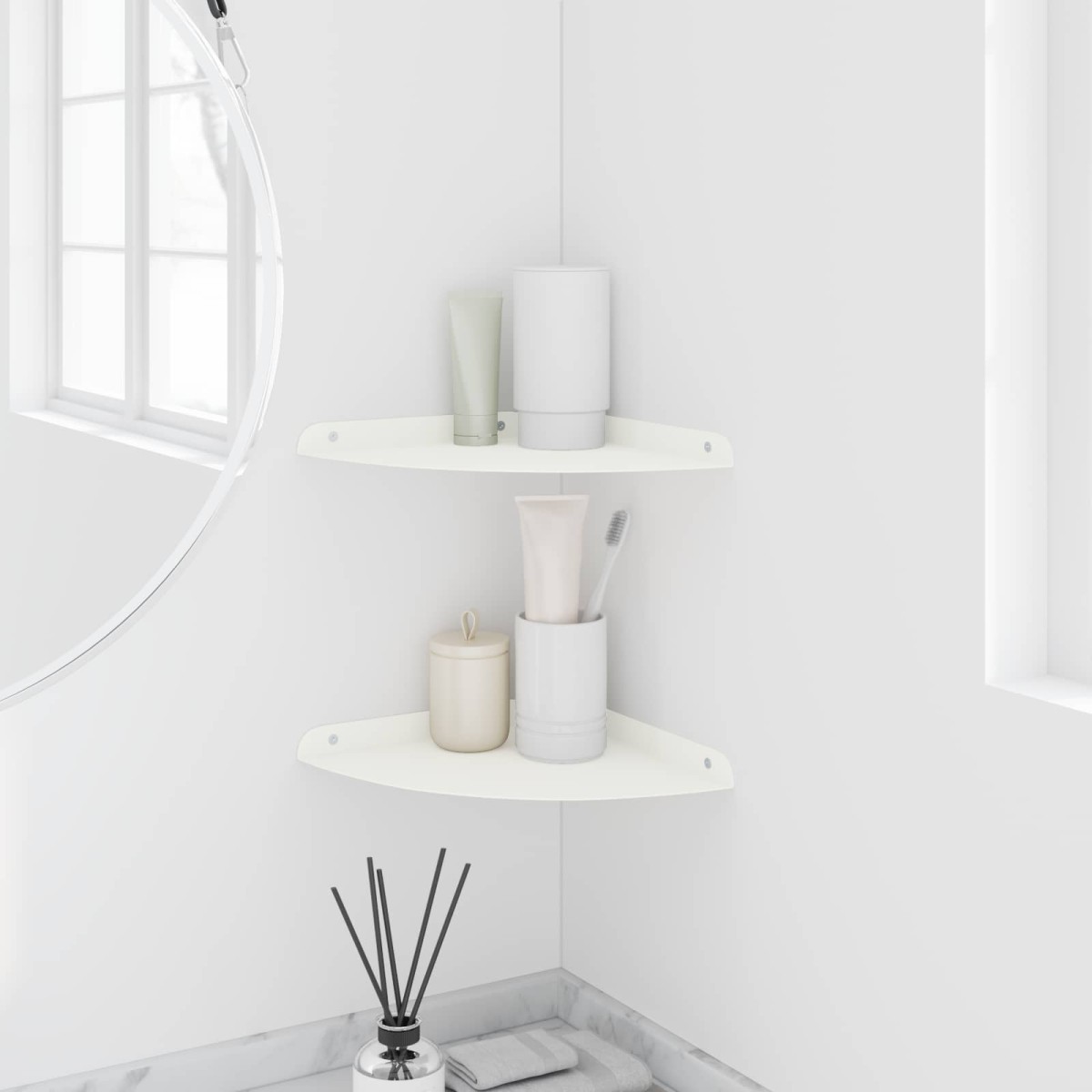 vidaXL Floating Ράφι Γωνίας Γωνιακή βάση 2 τμχ. Λευκός 24 x 24 x 2 εκ