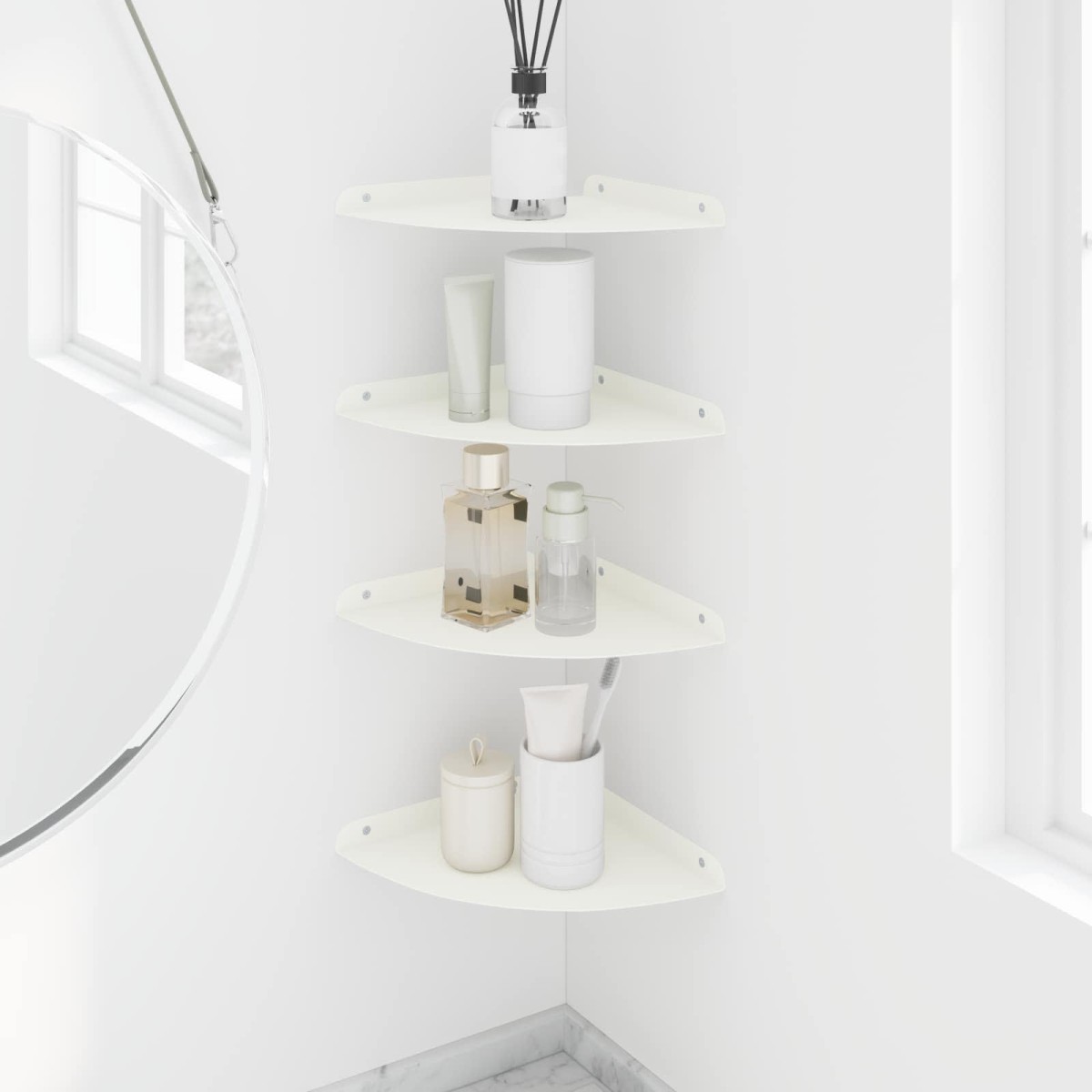 vidaXL Floating Ράφι Γωνίας Γωνιακή βάση 4 τμχ. Λευκός 24 x 24 x 2 εκ