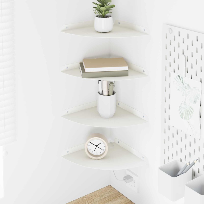 vidaXL Floating Ράφι Γωνίας Γωνιακή βάση 4 τμχ. Λευκός 24 x 24 x 2 εκ